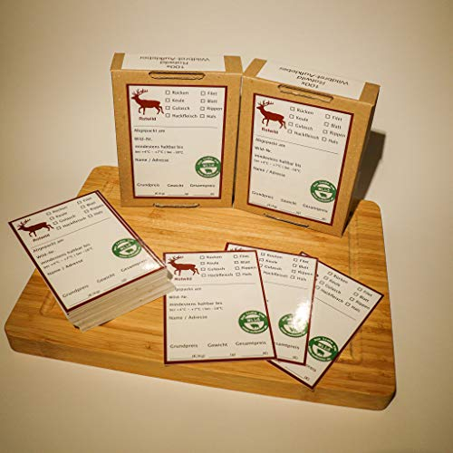 wilde-aufkleber.de | 100x Rotwild Premium-Wildbret-Tiefkühletikett zur professionellen Etikettierung von Wildfleisch Wildbretaufkleber | Wildetikett