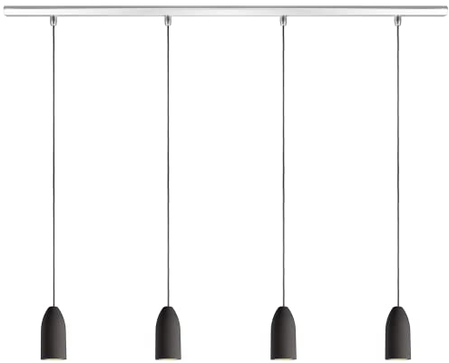 Buchenbusch urban design Pendelleuchte 4 flammig dark edition mit Textilkabel Baumwolle, Lampe Esszimmer hängend aus Beton