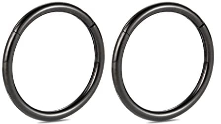hengkaixuan 2Pcs Titanium Nose Hoop Rings Hinged Segment Clicker Rings Cartilage Helix Lip Tragus Conch Piercing Jewellery Sleeper Earrings Septum Lobe Hoop Earrings