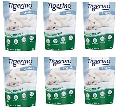 Tigerino Crystals Aloe Vera Katzenstreu, staubfrei, 6 x 5 l, nicht klumpend