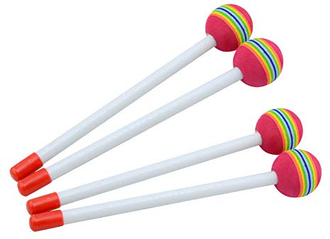 GSHLLO Lollipop Schlagzeugschlägel mit Holzgriff, 4 Stück