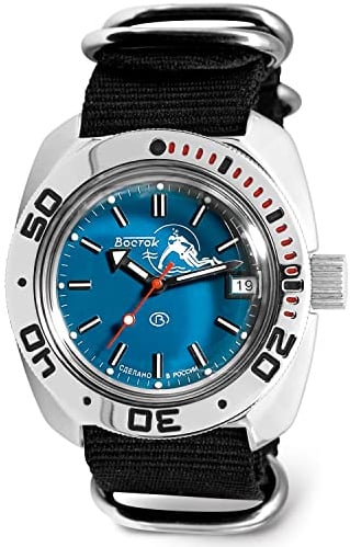 Vostok | Amphibia 710059 Scuba Dude Automatik-Armbanduhr mit Selbstaufzug, Schwarz, Taucher