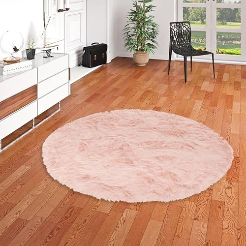 Pergamon Luxus Super Soft Fellteppich Aspen Rosa Rund in 3 Größen