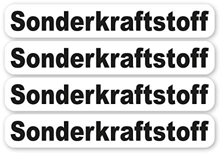 Aufkleber Set Sonderkraftstoff Schild Warnhinweis Tanken 4X Sticker Set Waschanlagenfest Witterungs- und UV-beständig