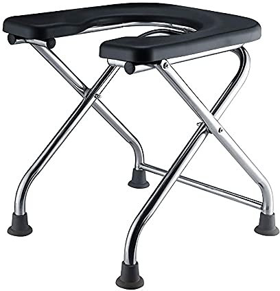 BDXZJ Chaise WC pour Handicapé Chaise de Toilette Âgée Chaise de Toilettes Portable pour Personnes Âgées, Handicapées, Randonnée Ou Camping