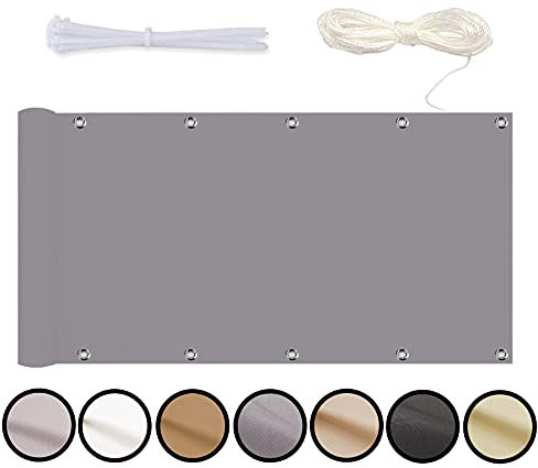 MEEYI Brise Vue Retractable 80x200cm Couverture de confidentialité Écran Balcon Brise-Vue Occultant Opaque Protection UV Résistant aux Déchirures et Vent Gris
