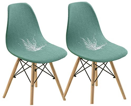 Bestenrose Juego de 2 fundas para sillas de comedor resistentes al agua, de jacquard, elásticas, sin brazos, extraíbles y lavables, para cocina, banquete, hogar, hotel, color verde claro