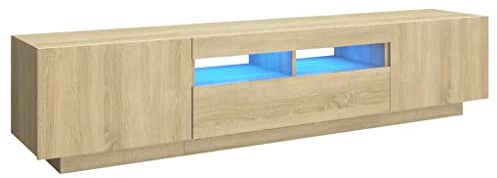 vidaXL TV Schrank mit LED-Leuchten Lowboard Sideboard Fernsehschrank Fernsehtisch TV Möbel Tisch Board HiFi-Schrank Sonoma-Eiche 180x35x40cm