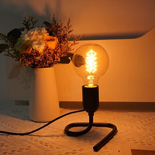 Luxvista Table Lamp with E27 Base, Triangular Vertical Lamp Holder, 50W Maximum, 1.8m Cable with Plug and Switch, AC 220-240V, Black