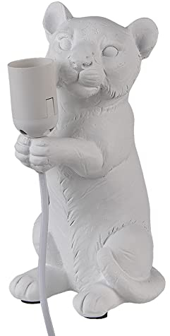 Clayre & Eef 6LMP724 Tischlampe Tiger Weiß 17x11x25 cm E27/max 1x25W