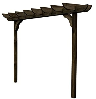 Corbel Double Beam Pergola, Arch Plant Climbing Arbour (2.4m No Wire, Rustic Brown)