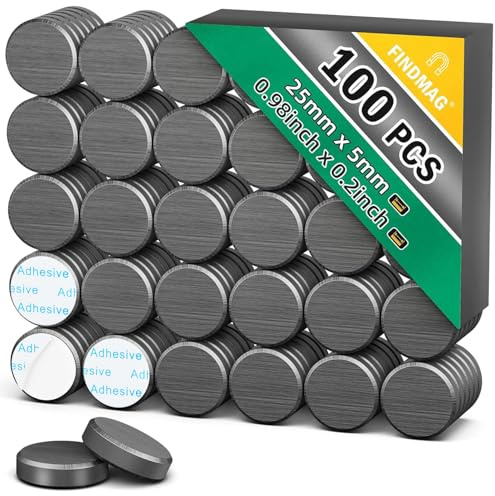 100 Pack Black Disc Fridge Magnets, 25 mm x 5 mm