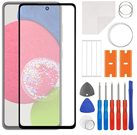 SWARK Kit de réparation d'écran en verre frontal compatible avec Samsung Galaxy A52 5G SM-A526 & A52s 5G SM-A528 avec kit d'outils