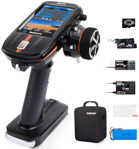 Radiolink RC8X 8-Kanal-RC-Fernsteuerung sowie R8FG und R4FGM-Gyro-Empfänger | 2,4 GHz RC-Fernsteuerung mit Empfänger-Set, 600 m, IPS-Touch-FPV-Bildschirm, für RC-Crawler, Autos, Boote und Driftfahrzeuge