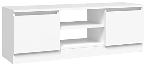 vidaXL Engineered Wood TV Cabinet - Versatile White Media Console with Compartments and Shelves