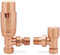 Brushed Copper Angled TRV Thermostatic Radiator Towel Rail Valves