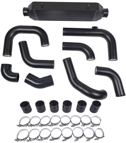 NSGMXT Kit de enfriador de aire con soporte frontal negro Kit de intercooler compatible con Golf MK4 A3 8L Leon 1.9TDI 1998-2005