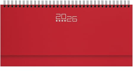 Planning settimanale da Tavolo 2026,Calendario da Scrivania Ufficio,Planning spiralato da tavolo cm 30x14 ca,Weekly planner per ufficio. (Rosso)