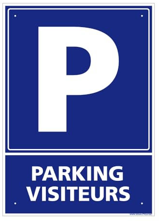 Panneau Parking Visiteurs Alu 2 Mm - 150 X 210 Mm Signalisation Rectangulaire Prépercée Avec Kit De Fixation Fabrication Française