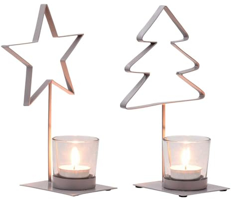 Marrakesch 2er Set Moderne Kerzenhalter Windlicht Schwarz aus Metall 22cm & 13cm Gross – Tischdeko Kerzenständer Modern für Kerzen Lapi