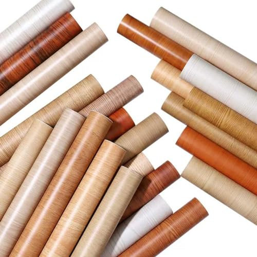 HCZION Buchen Tapete Braune Holzmaserung Kontakt Papier Rolle, Selbstklebend Holz Strukturtapete Für Küchenschrank Arbeitsplatte (Color : A, Size : 40CM/15.7in)