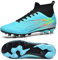 BLBK Mens Football Boots Professional Football Shoes Suitable for Artificial Turf Trainers High Top Spikes Boys Outdoor Training Football Boots, Moon Blue 9UK