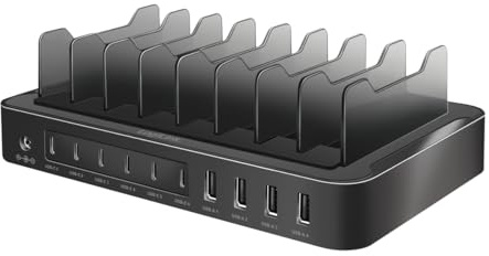 LogiLink PA0327 - USB-C Ladestation mit 4X USB-A & 6X USB-C, PD 3.0 (PowerDelivery) & QC 3.0 (QuickCharge), 120 W