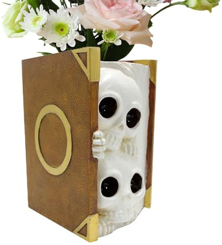 Indoor Plants Skull Planter - Flower Pot Skull Planter, Planter Pot Resin | Gothic Planter Skull Vase with Eye-Catching Decor, Gothic Plant Pot, Skeleton Book Planter Pots for Plants