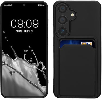 kwmobile Housse Compatible avec Samsung Galaxy S24 Coque - Housse de téléphone avec Compartiment Carte en Silicone - Noir