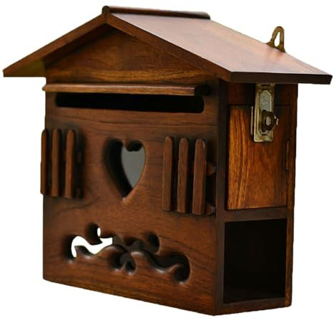 GBPLDMAQ Cassetta Postale da Esterno in Legno con Tronchi, Cassetta Posta in Legno Massello, Lavorazione Artigianale con Levigatura e Svuotamento