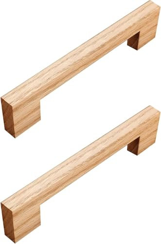 Generisch 2 Stück Holz Küchenschrank und Schubladengriffe, Möbelgriffe mit Schrauben für Schranktür, Möbel, Schubladen, Schlafzimmer, Länge 10,2 cm (A, Hole Centers:128mm)
