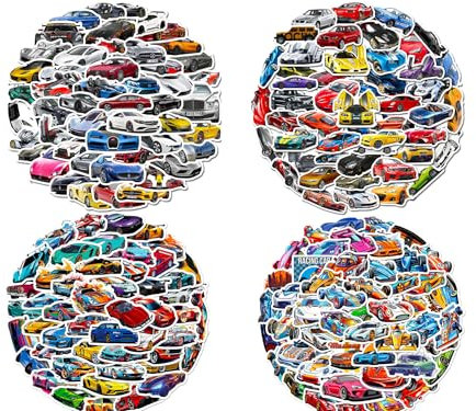 Racing Car Stickers for Laptop (200 PCS),Gift for Children Teens Adults Girl Boys,Waterproof Stickers for Water Bottle,Sports Car Vinyl Stickers for Scrapbook,Skateboard,Bike,Phone,Dairy