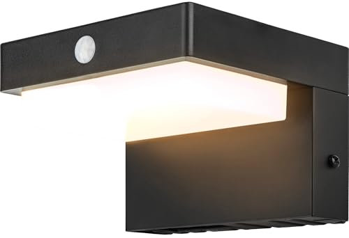 Brendz LED Solar Wandleuchte Aussen mit Bewegungsmelder, 400 Lumen, IP44 Wasserdicht, 2 Lichtmodi, 3000K Warmweißes Licht, LED Solarlampe für Außen, Lima