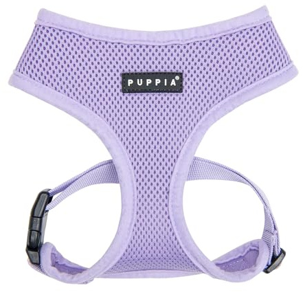 Puppia Soft Dog Harness No Choke Over-The-Head Triple Layered Breathable Mesh Adjustable Chest Belt and Quick-Release Buckle, Violet, Medium