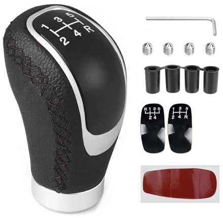 Gudalea Auto Schaltknauf 5 Gang, Universal Schaltknäufe, Schalthebel Auto, Leder Schalthebel Auto, Manueller Schaltknauf mit 4 Adaptern, für Manueller Autos mit 5 Gang Schaltgetriebe