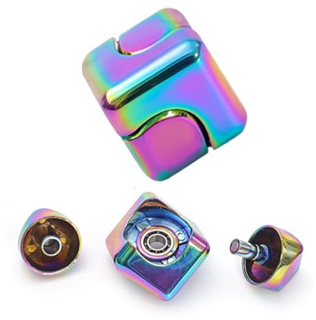 Fidget Spinner, Fidget Cube Spinner Spielzeug für Kinder Erwachsene, Metall Stress Anti Angst Fidget Cube Spielzeug, Fidget Puzzle Block Figner Spinner Cooles Gadget Spielzeug zum Stressabbau (Bunt)