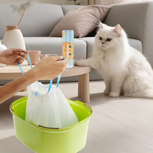 60 Count Cat Litter Tray Liners 58 * 35cm Kitty Litter Tray Bags with Drawstrings Resistant Plastic Bags Tear Resistant Cat Litter Liners Pet Garbage Bags for Litter Box(58X35cm)