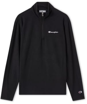 Champion Legacy Herren Micro-Polarfleece-Oberteil mit halbem Reißverschluss, L, Schwarz, Schwarz, L