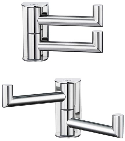 Angle Simple Drehhaken für Handtücher, poliertes Chrom, 2 Stück, 304 Edelstahl, Badezimmer-Handtuch-Doppelhaken für die Wand