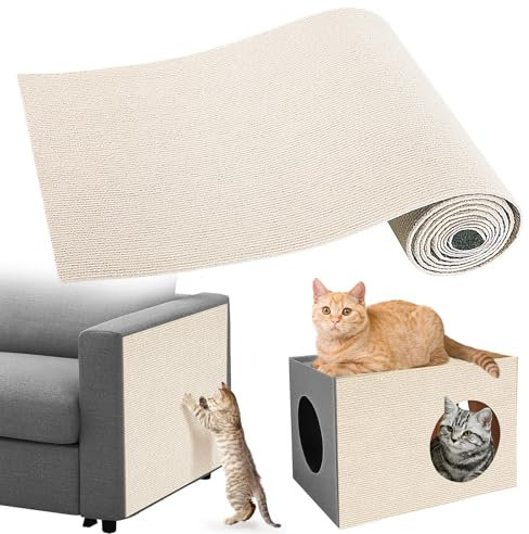 Gimars Selbstklebend Kratzmatte 200cm×40cm, DIY Kratzschutz Sofa Katze, Kratzbrett Katze, Katzen Kratzmatte, Kratzmatte Katze Wand, Katzenteppich Kratzschutz Möbel Für Katzen, Beige