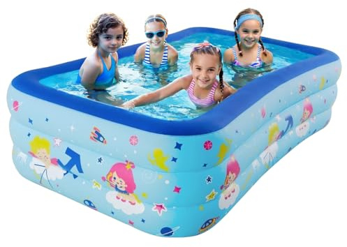 JUST FOR PARTY 2M Inflatable Kiddie Swimming Paddling Pools for Kids,Thickened Durable Above Ground Blow Up Family Pool with Bottom Bubble Layer for Outdoor Garden Backyard Water Party