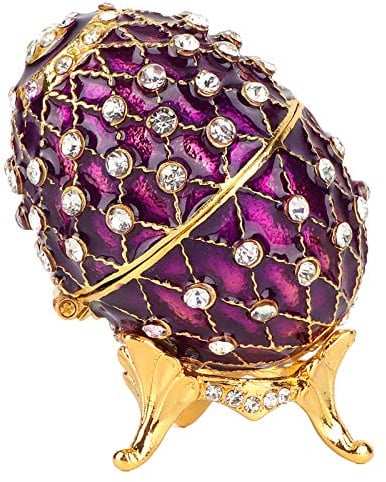 Tnfeeon Vintage Egg Trinket Box Unique Hand Painted Enameled Jewelry Box, Collectible, Unique Home Decor