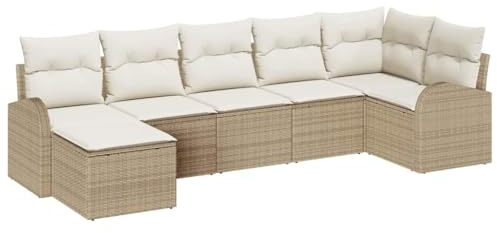 vidaXL Sofa Set 7 STK. Beige Poly-Rattan