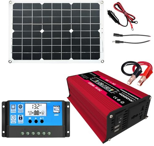 Générateur de système d'énergie solaire avec prise CA 220 V, batterie de panneau solaire monocristallin mobile solaire pour camping en plein air 18w panneau inclus