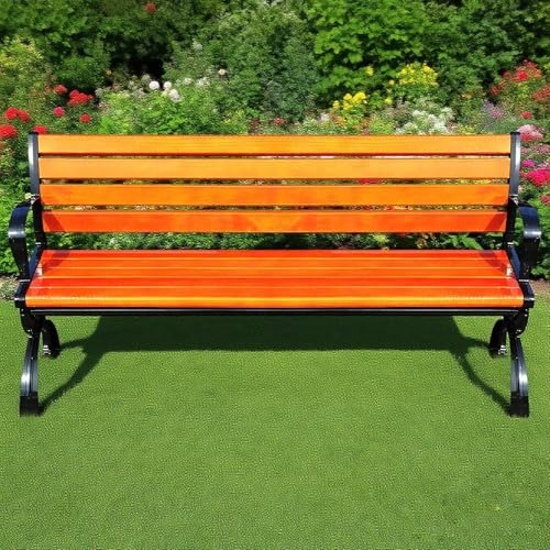 Générique Banc De Jardin Solide en Bois, Banquette De Exterieur Résistant Aux Intempéries Banc De Parc avec Dossier Et Accoudoirs, 120/150/180cm Banquette pour Terrasse Veranda Pergola(180cm)