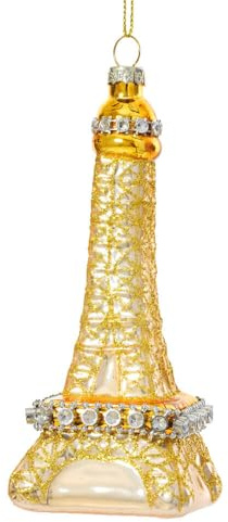 zeitzone Christbaumschmuck Eiffelturm Paris Gold Christbaumanhänger Echt Glas Weihnachten