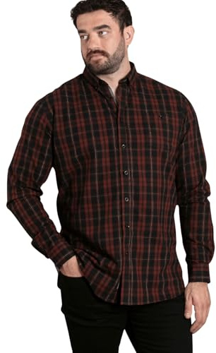 D555 Horsham Long Sleeve Check Shirt for Men in Burgundy/Black, 2XL-6XL