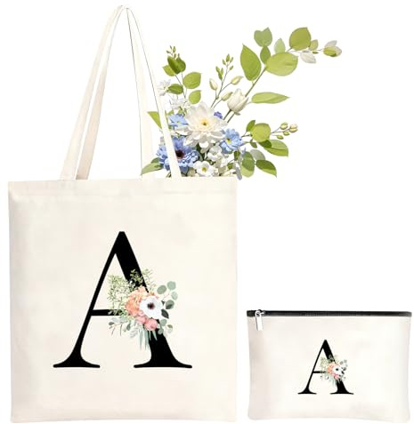 Bolsa de la compra de algodón personalizada con nombre, bolsa de la compra grande con cremallera, regalo para mujeres, novias para cualquier ocasión, Color blanco., M, Clásico