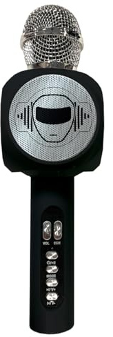Lexibook, Micro Karaoké sans Fil, MIC260LXB | Bluetooth, Modificateur de voix, Effets lumineux, emplacement micro SD, USB