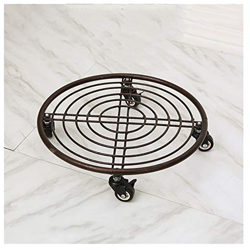 Robuster Eisen-Blumentopf-Caddy mit Rollen, 40 cm, rund, Metall, Rollwagen für Blumentöpfe, langlebiger Pflanzgefäß, Ständer für einfache Mobilität